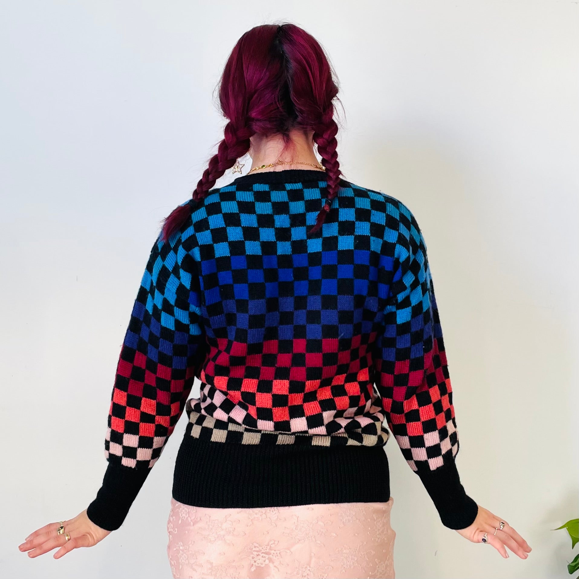 Vintage Wool Checkerboard Knit (S)