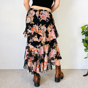 Ruffle Floral Maxi Skirt (XL)