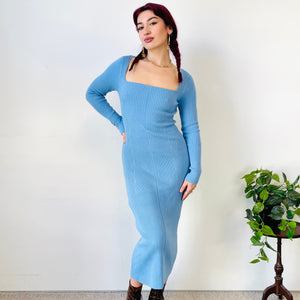 Ribbed Wool Blend Maxi Dress (M)