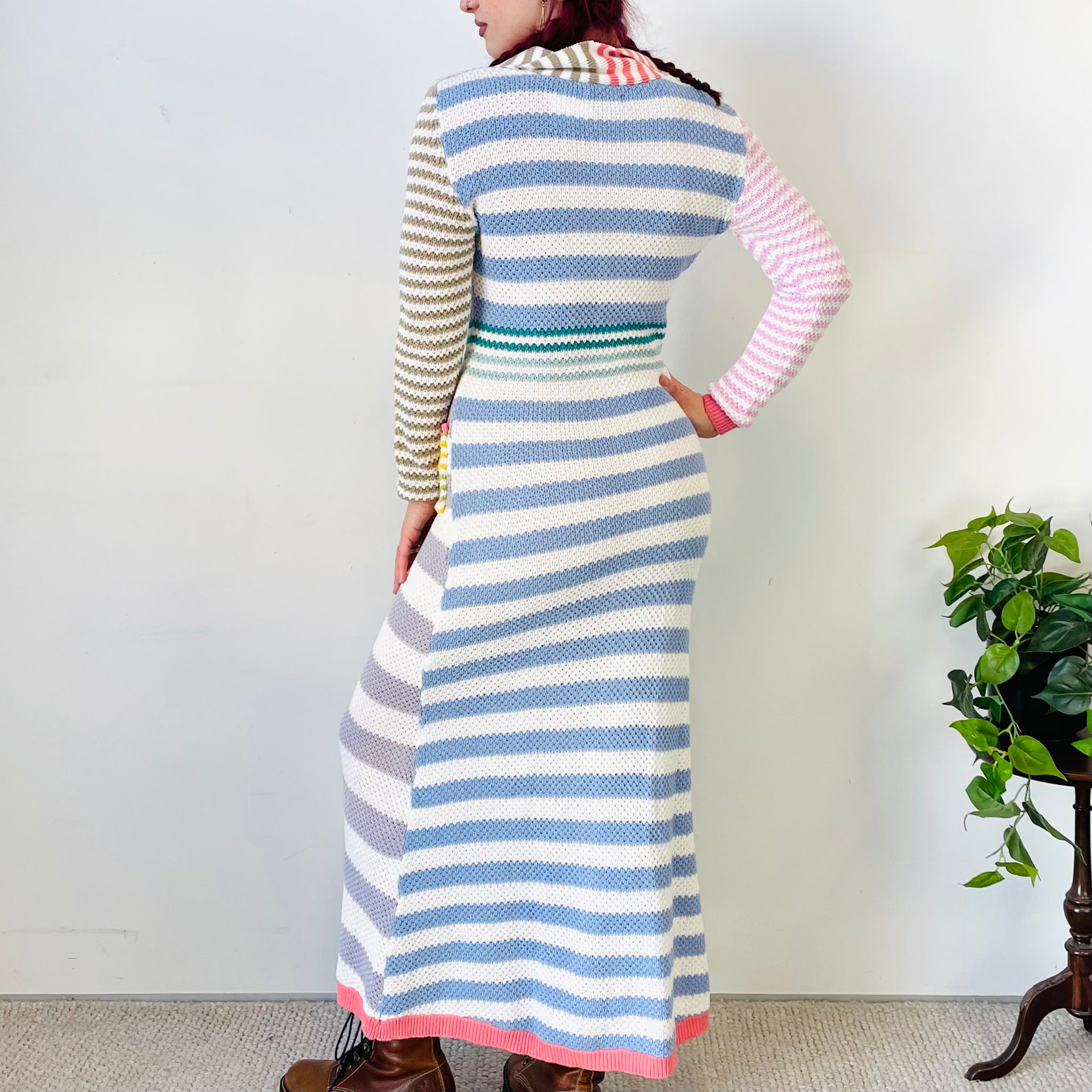 Patchwork Crochet Knit Maxi Dress (L)