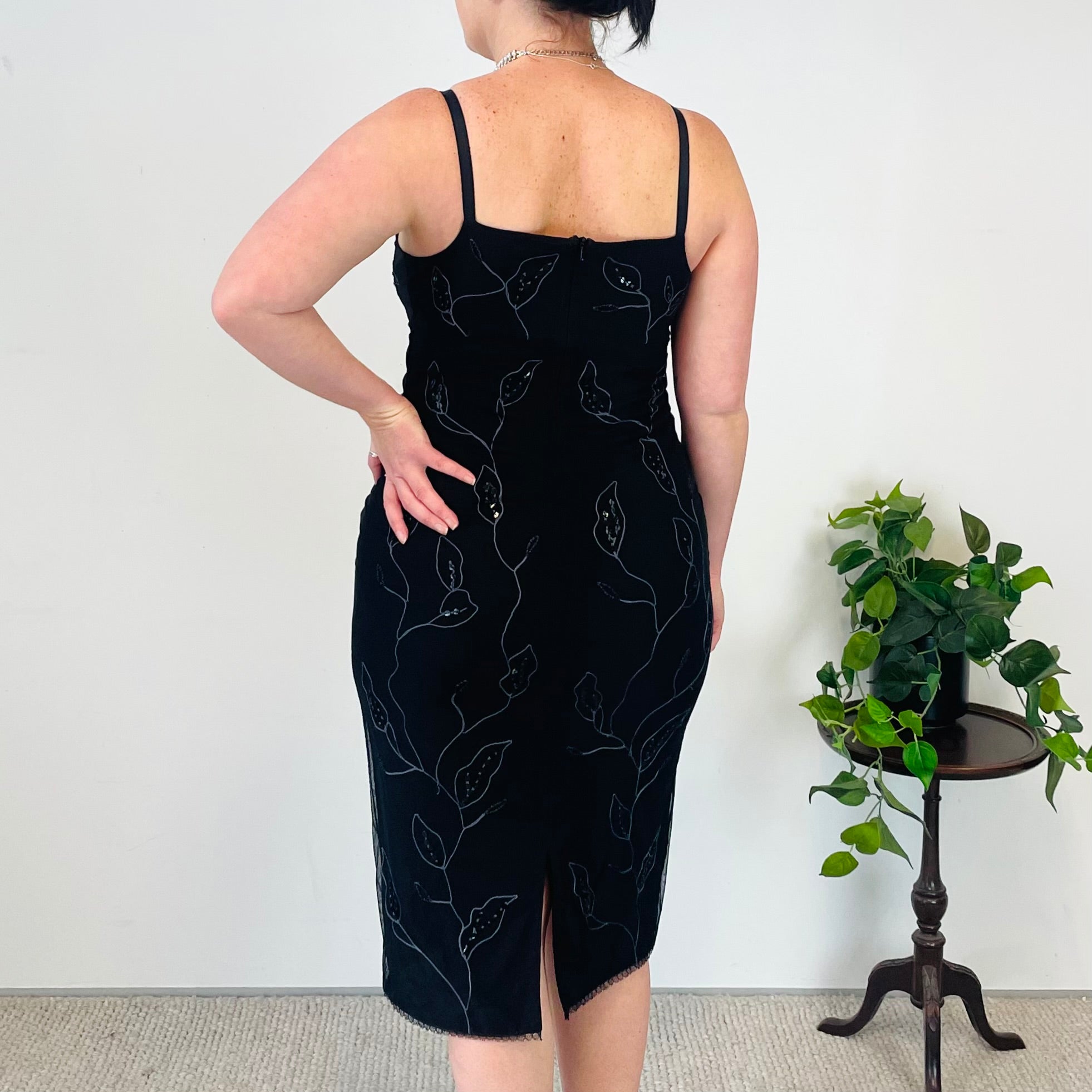 Vintage Beaded Slip Dress (L)