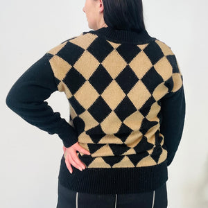 Wool Blend Harlequin Pattern Knit (M)