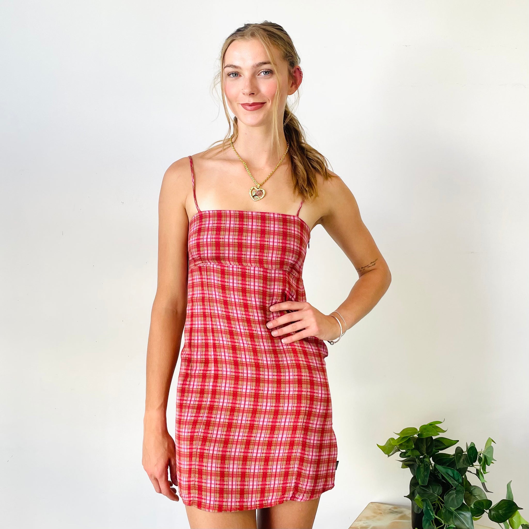 afends red dress AFENDS Womens Elodie - Hemp Seersucker Midi Dress