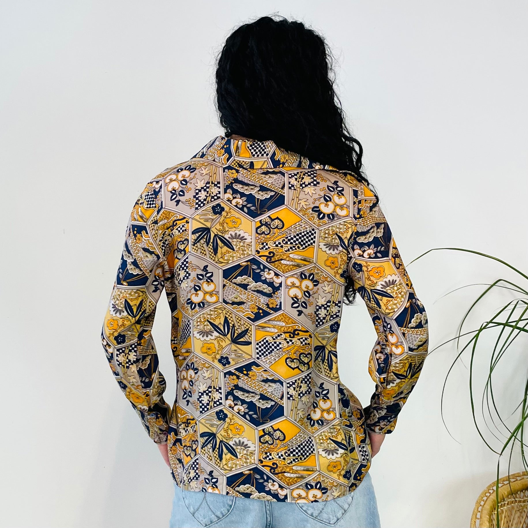Vintage Patterned Blouse (S)