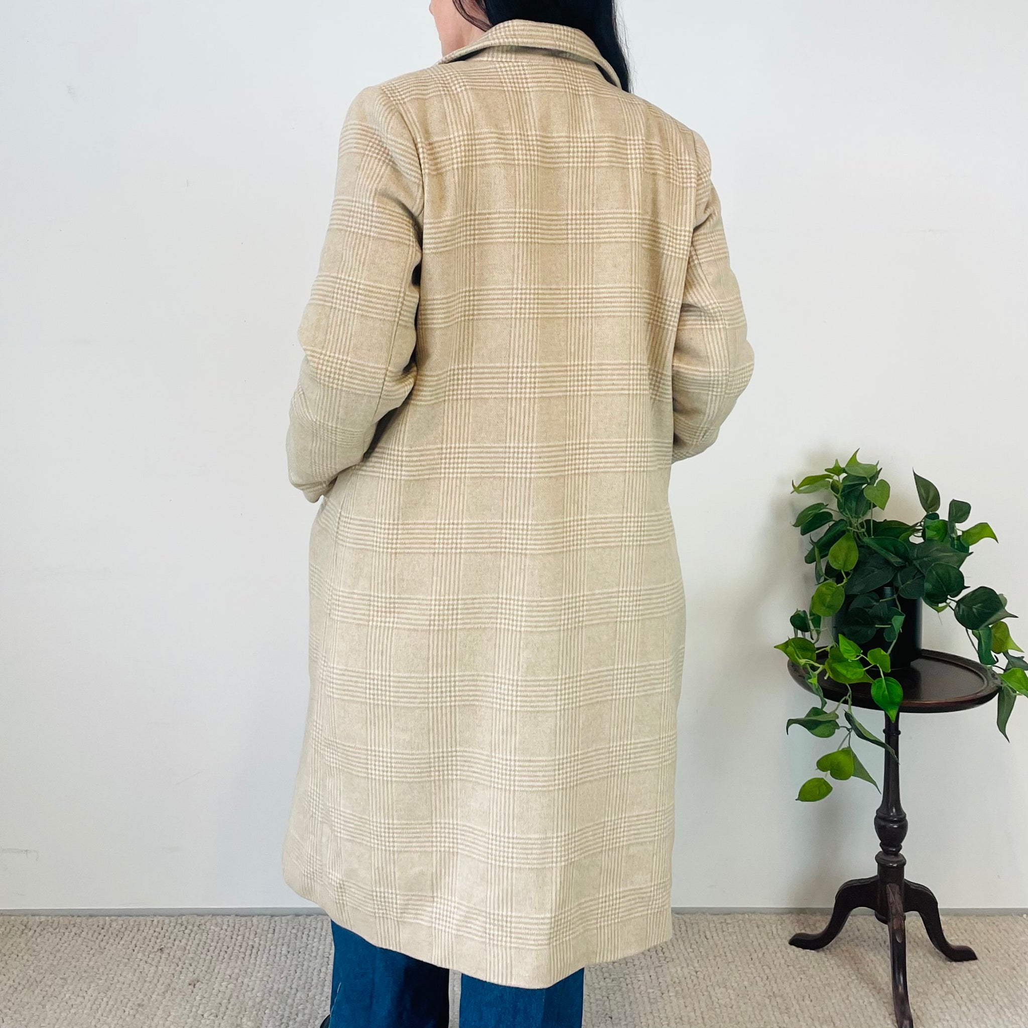 Beige Checked Coat (2XL)