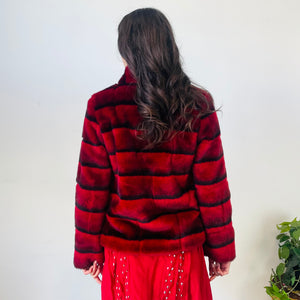 Red and Black Faux Fur Jacket (S)