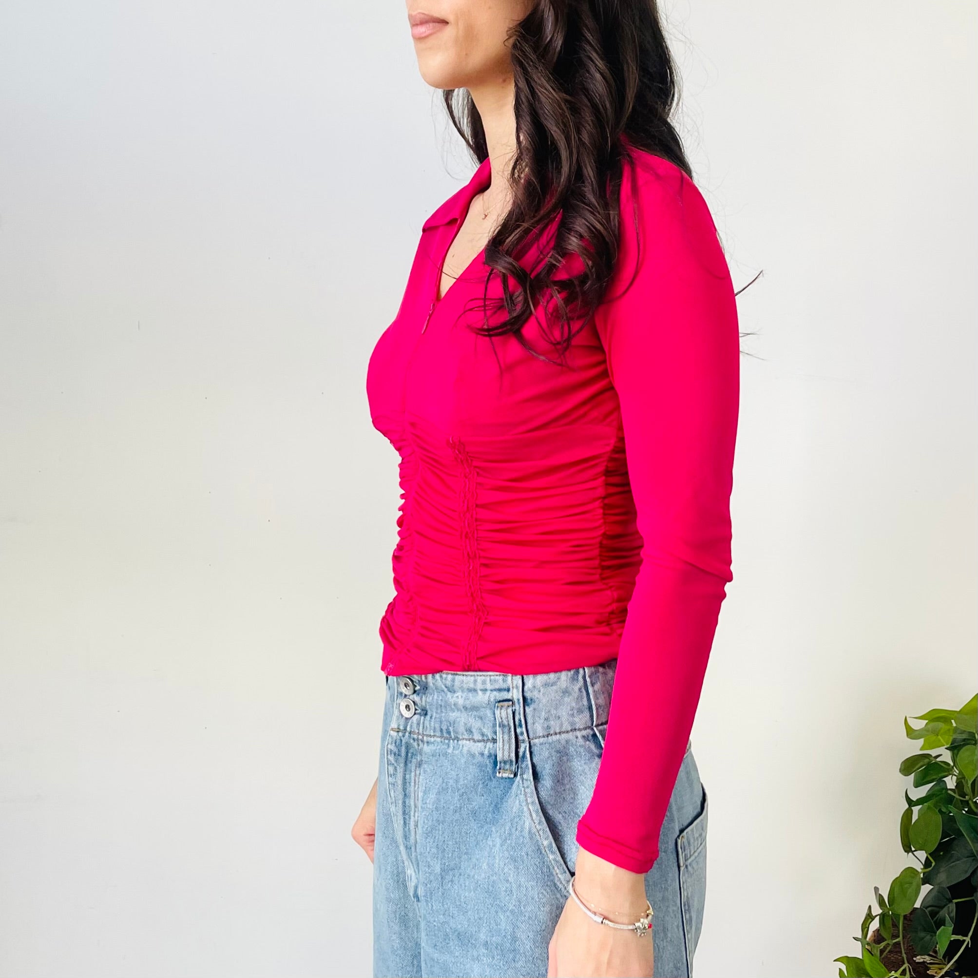 Ruched Zip Up Top (XS-S)