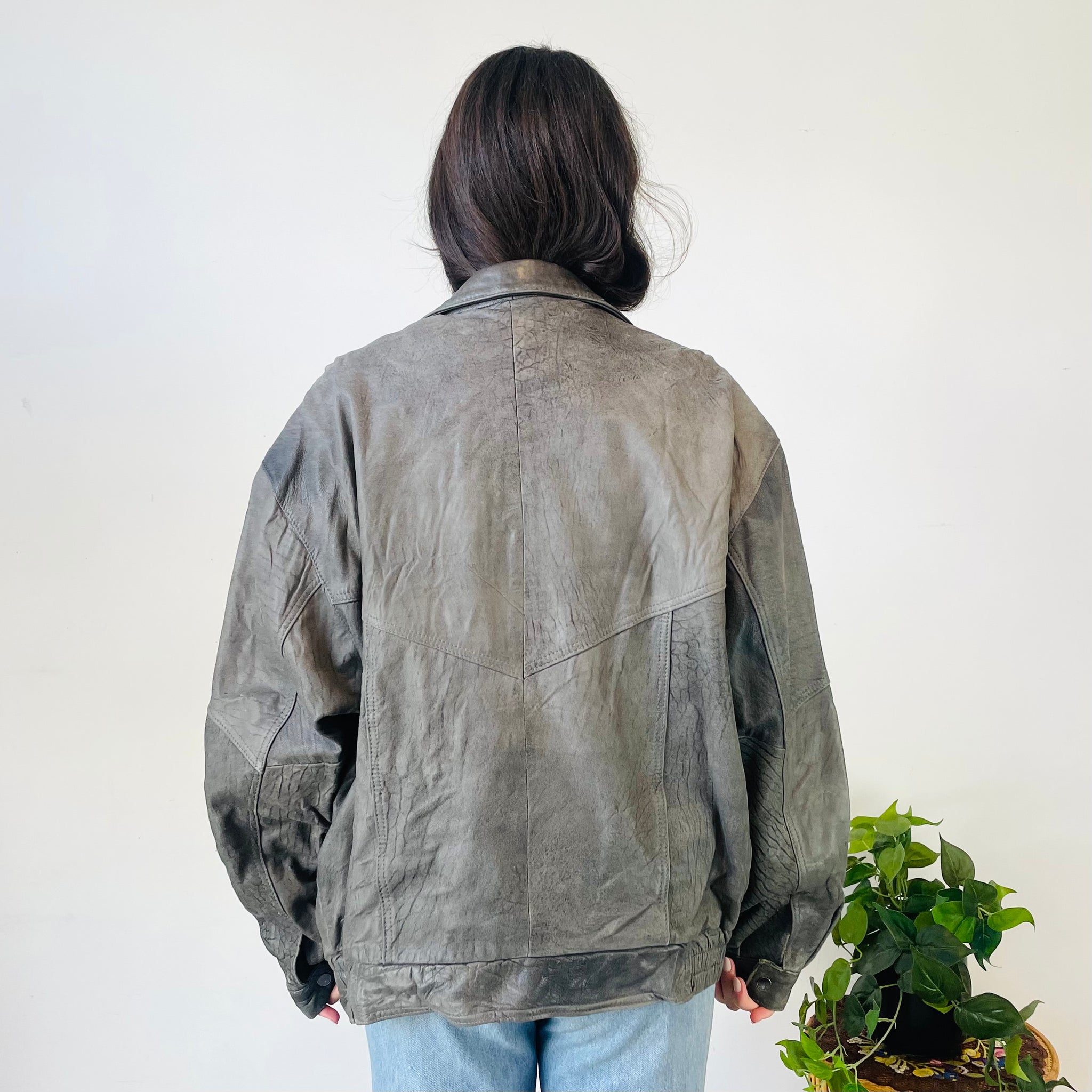 Vintage Patchwork Leather Jacket (XL)