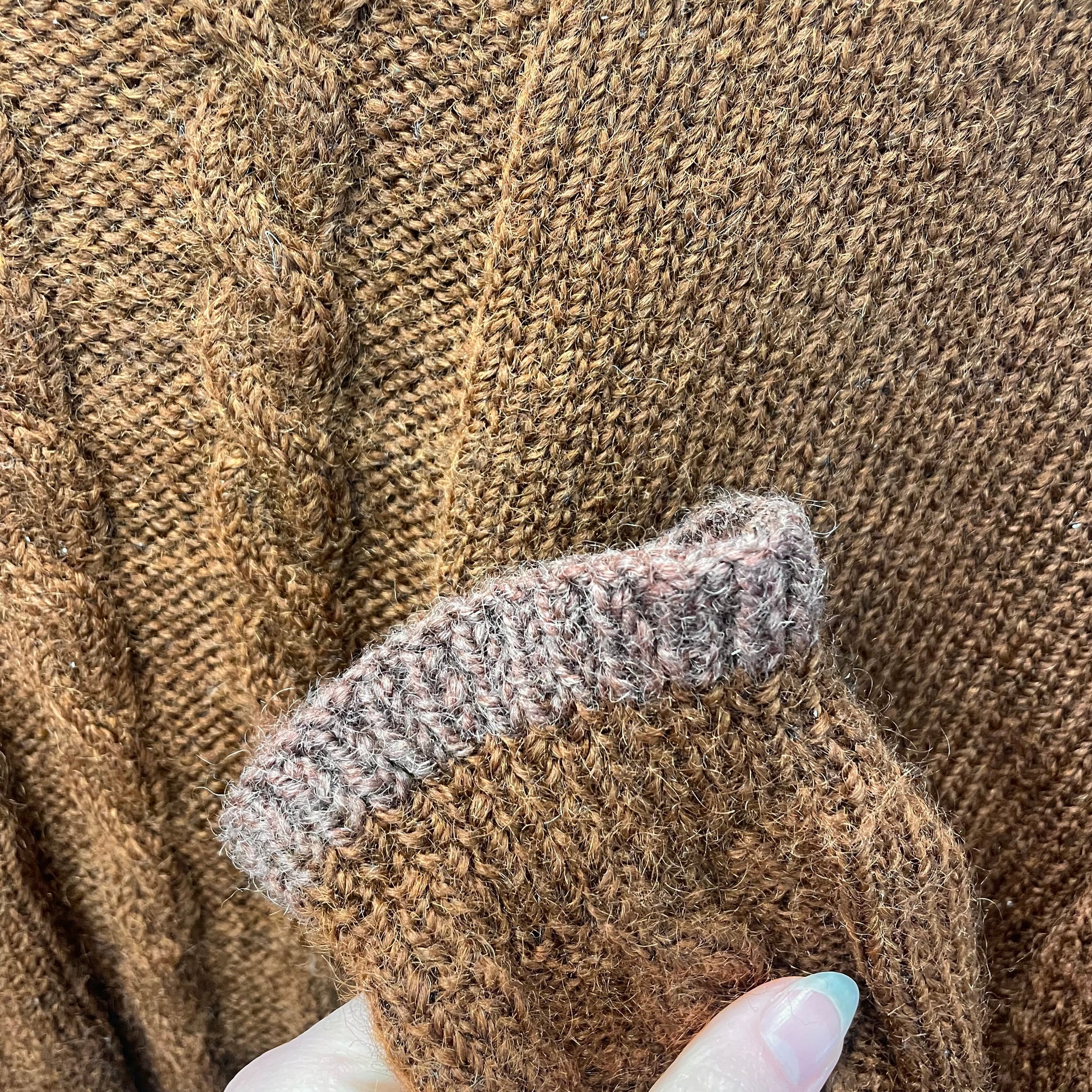 Brown Cable Knit Wool Sweater (M)