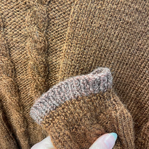 Brown Cable Knit Wool Sweater (M)