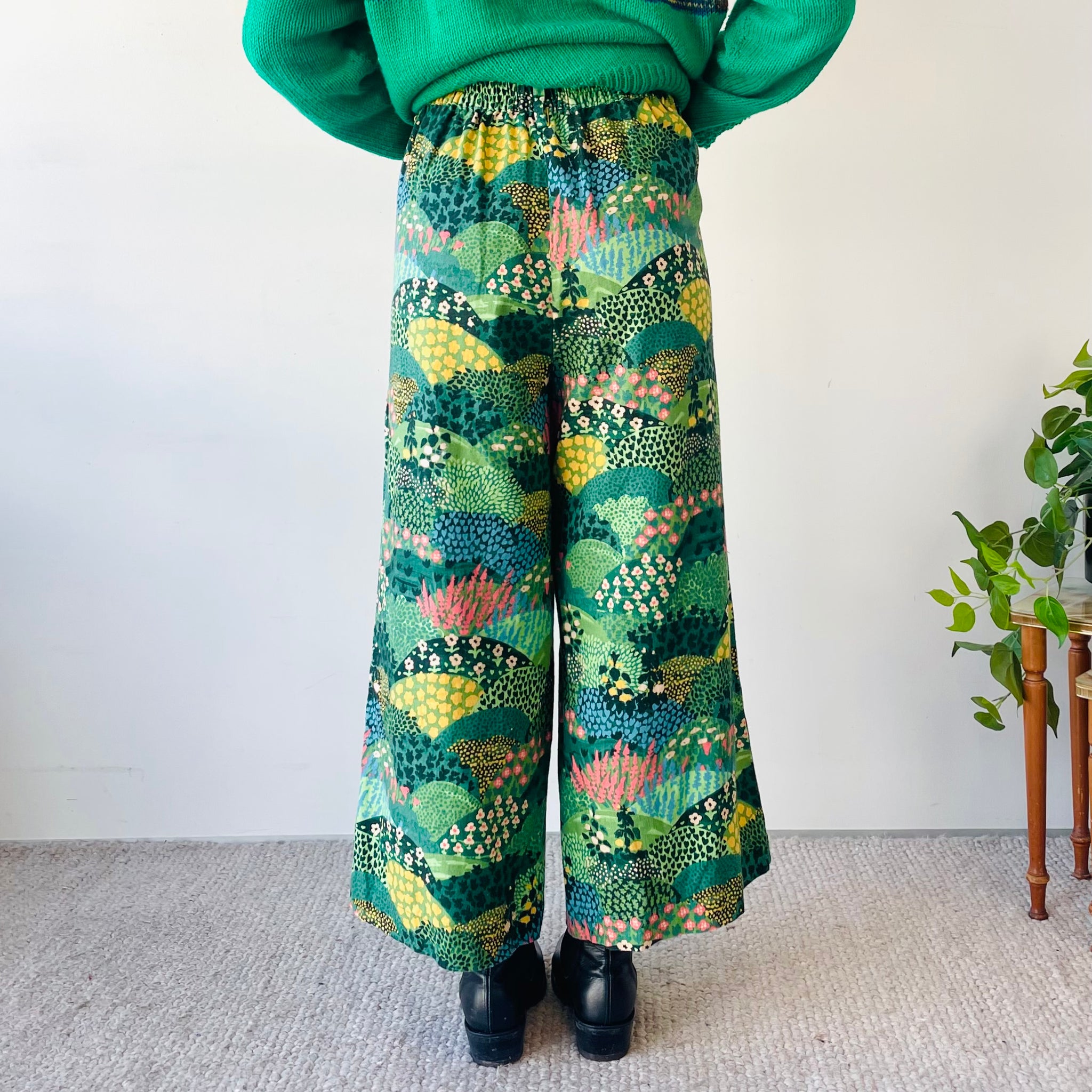 Cotton Linen Blend Floral Pants (L)