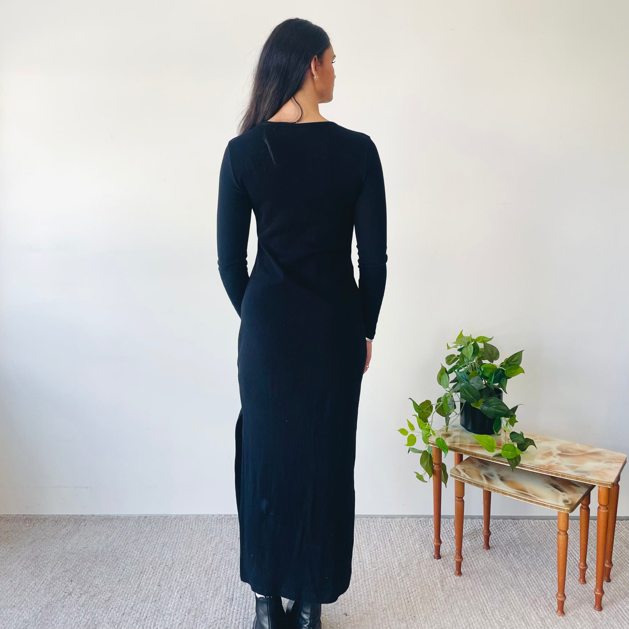 Caitlin Crisp Ribbed Long Sleeve Maxi Dress (S)