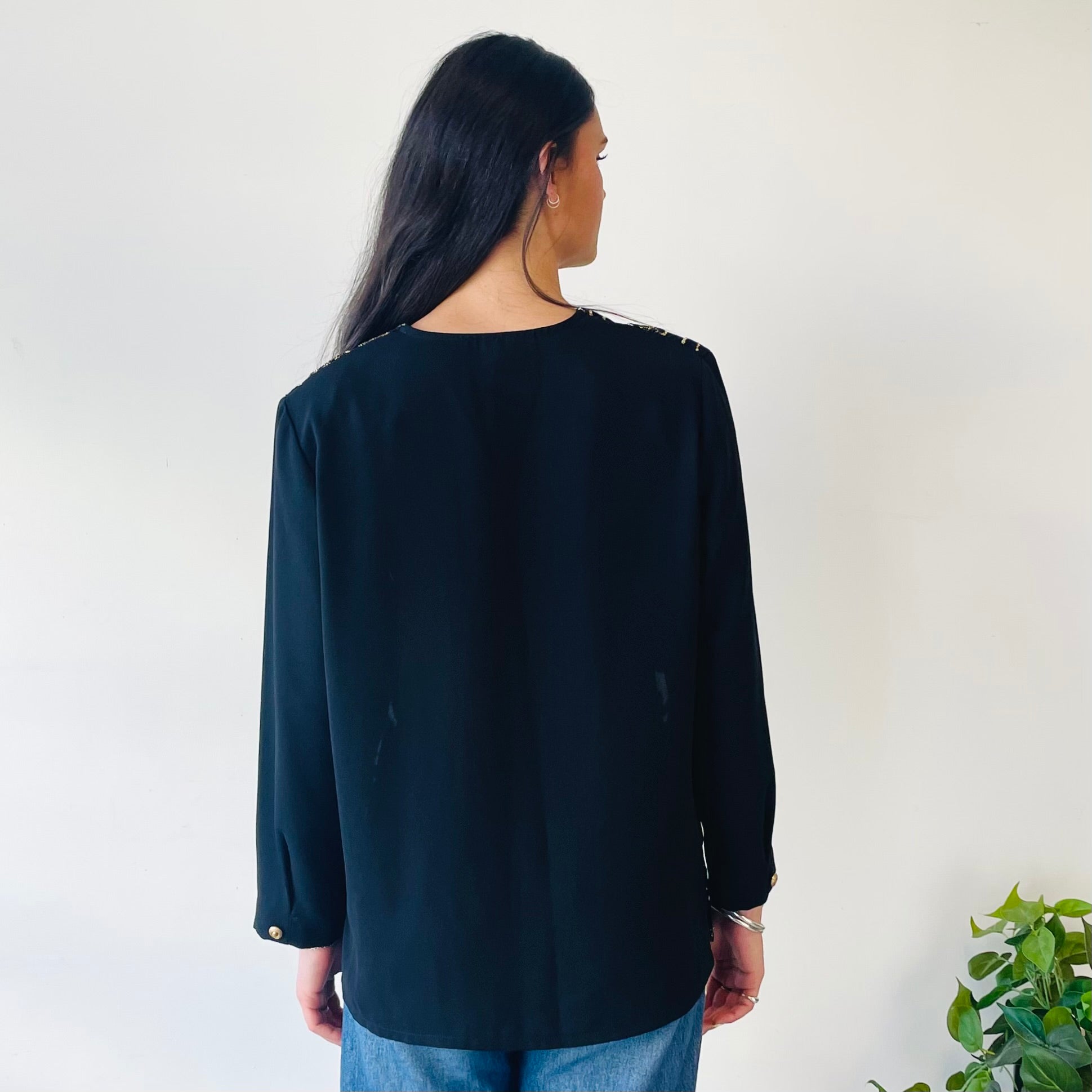 Vintage Velvet Cutout Blouse (M)