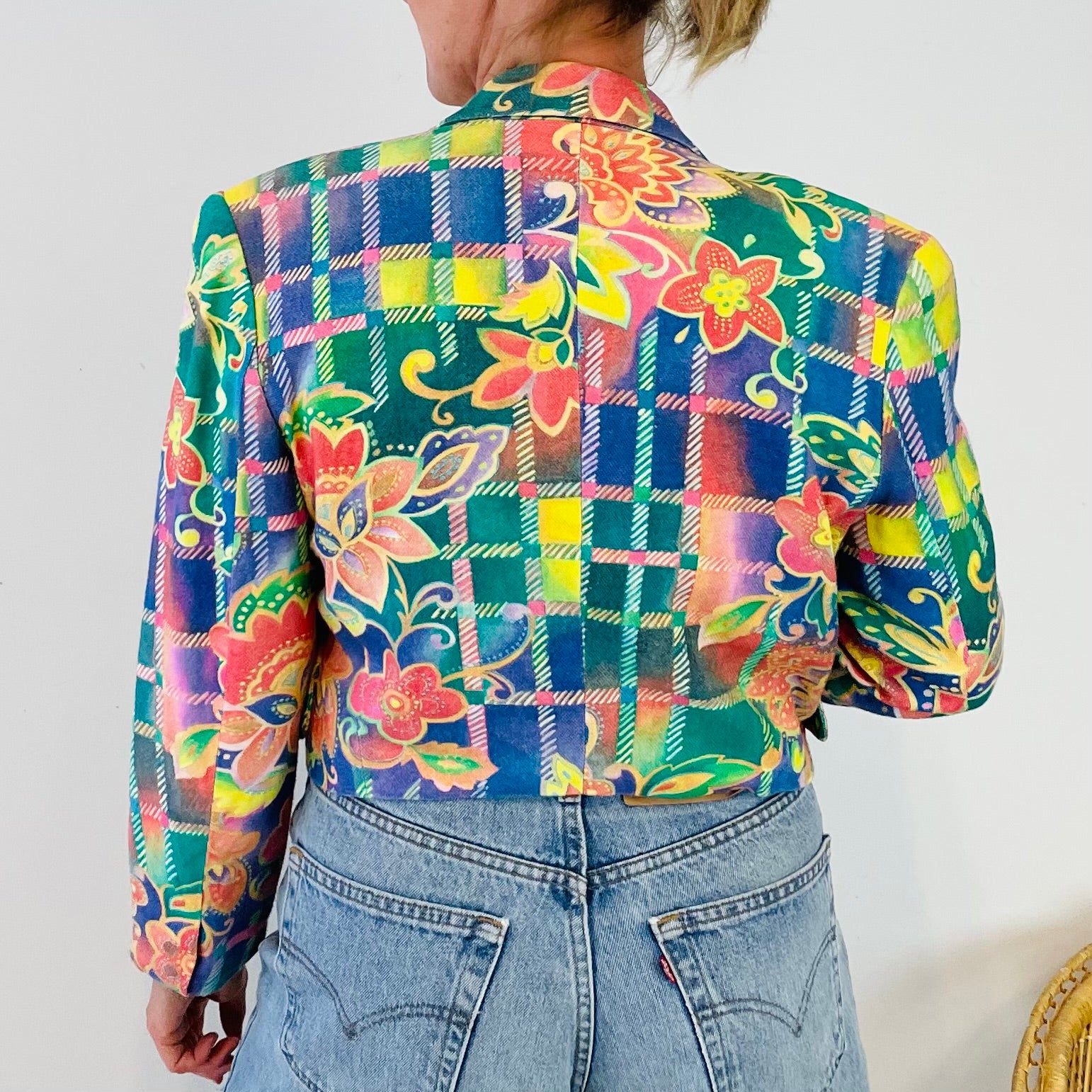 Vintage Colourful Cropped Blazer (M)