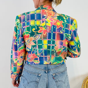 Vintage Colourful Cropped Blazer (M)
