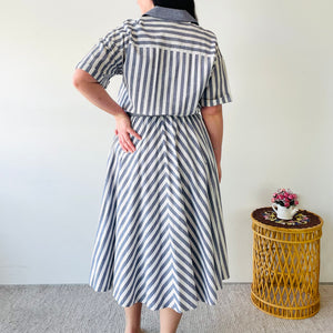 Vintage Striped Midi Dress (XL)