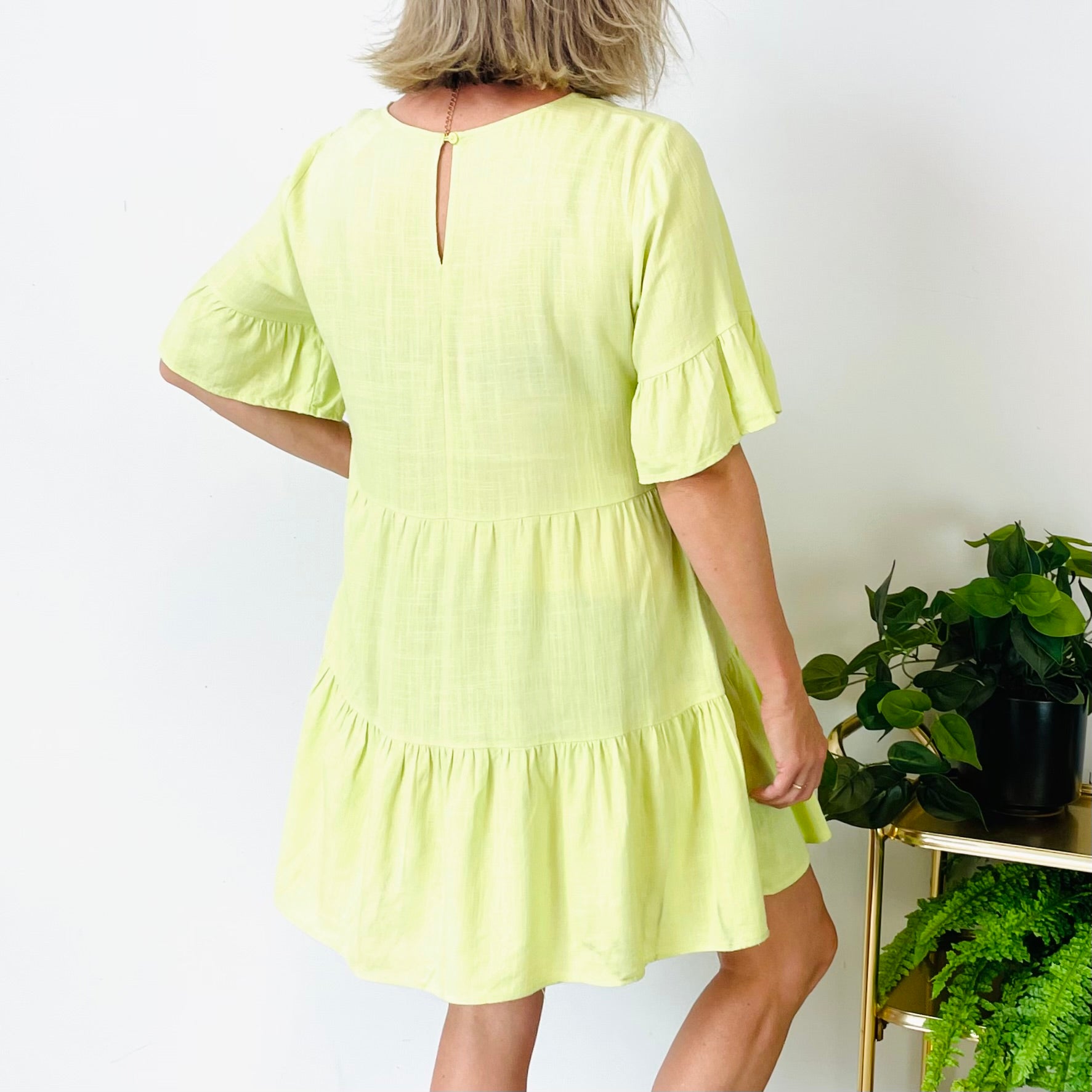 Linen Blend Mini Dress (S-M)