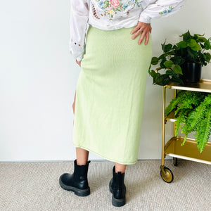 Knit Thigh Split Midi Skirt (S)