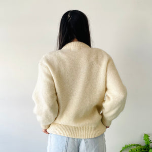 Mohair Blend Cable Knit Cardigan (L)